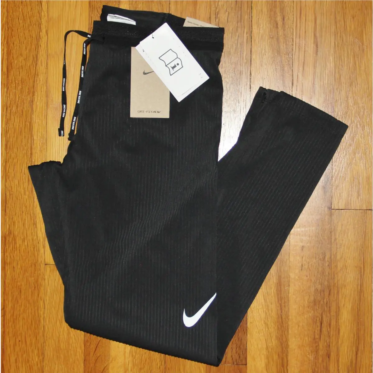 Nike Men`s S Dri-fit Adv Aeroswift Black Running Pants Tights FN3367-010