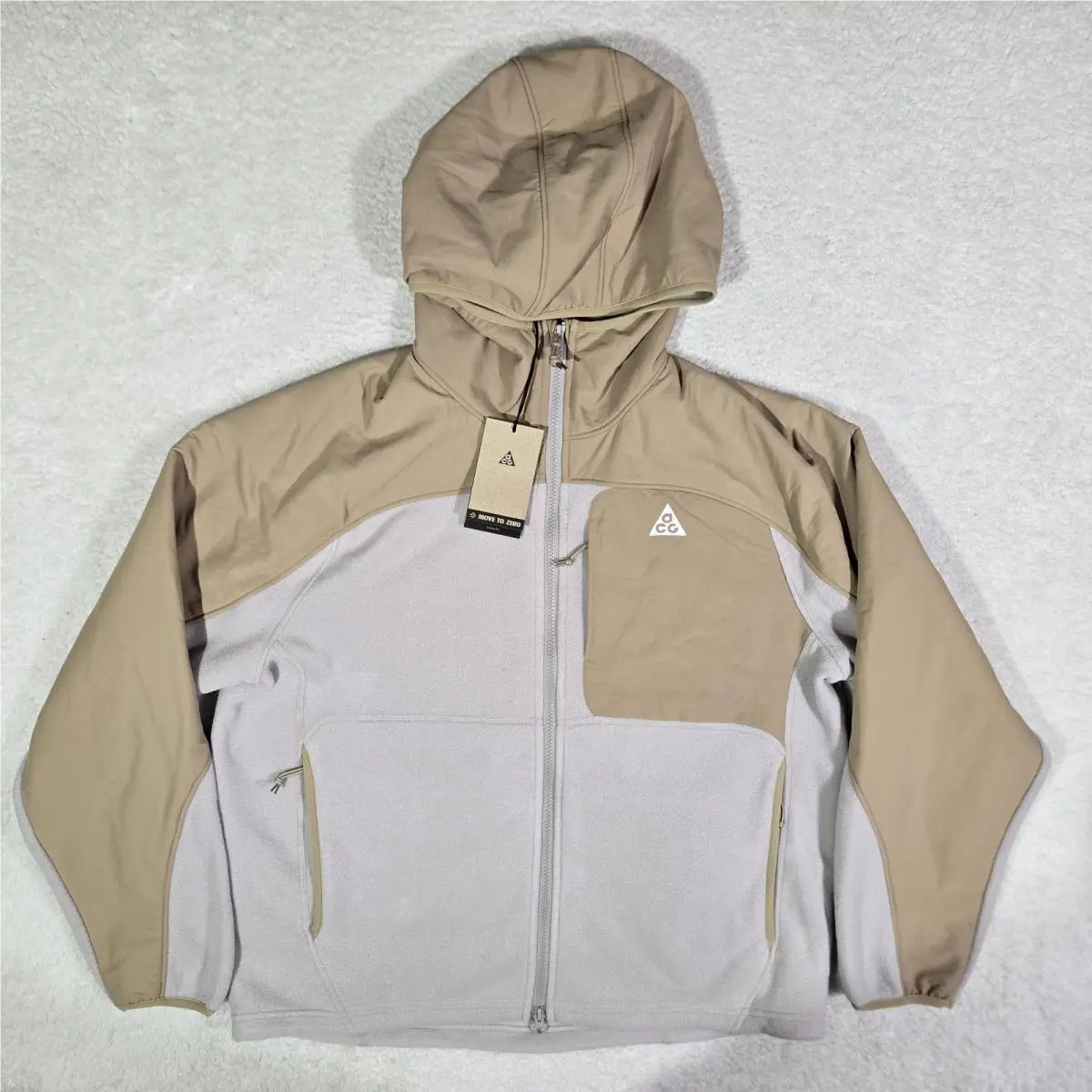 Nike Mens Medium Acg Wolf Tree Plus Full Zip Hooded Thermal Layer Fleece Jacket