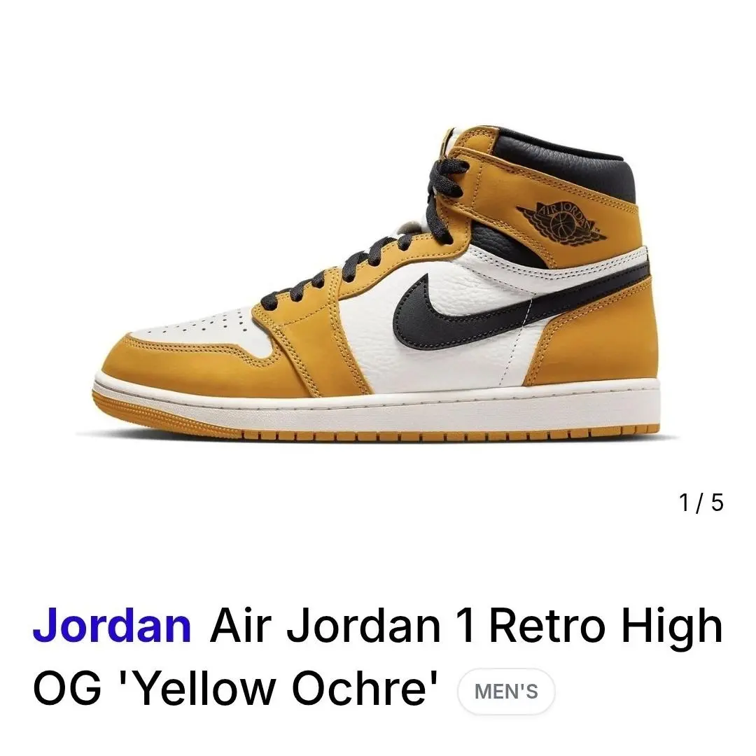 Nike Retro Air Jordan 1 Retro OG High Yellow Ochre Men`s DZ5485-701 SZ-10.5