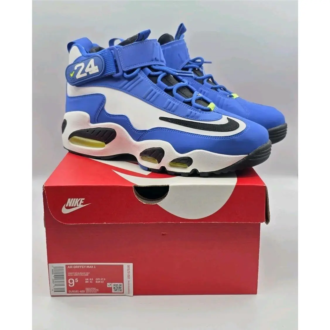 2021 SZ 9.5 Nike Air Griffey Max 1 Volt DJ5161-400 Freshwater Diamond Turf
