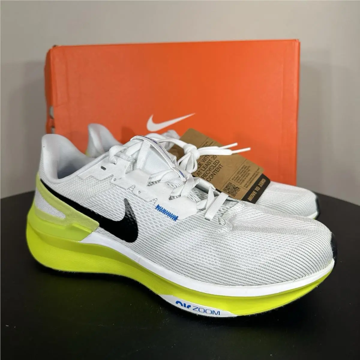 Mens Size 8 Nike Air Zoom Structure 25 White Cyber Black Running DJ7883 108