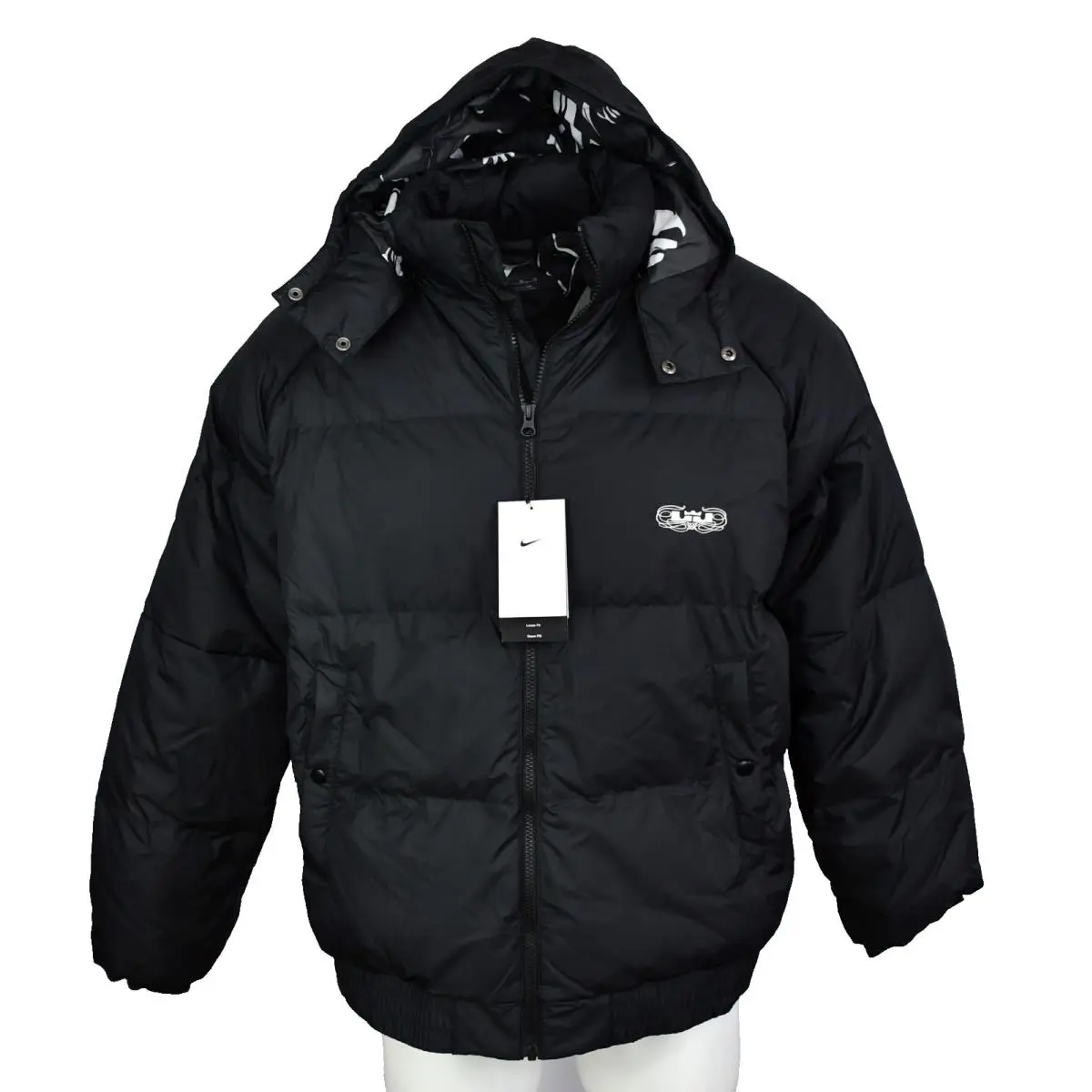 Nike Lebron Down Jacket Men`s Size XL Hooded Basketball Black DQ6140