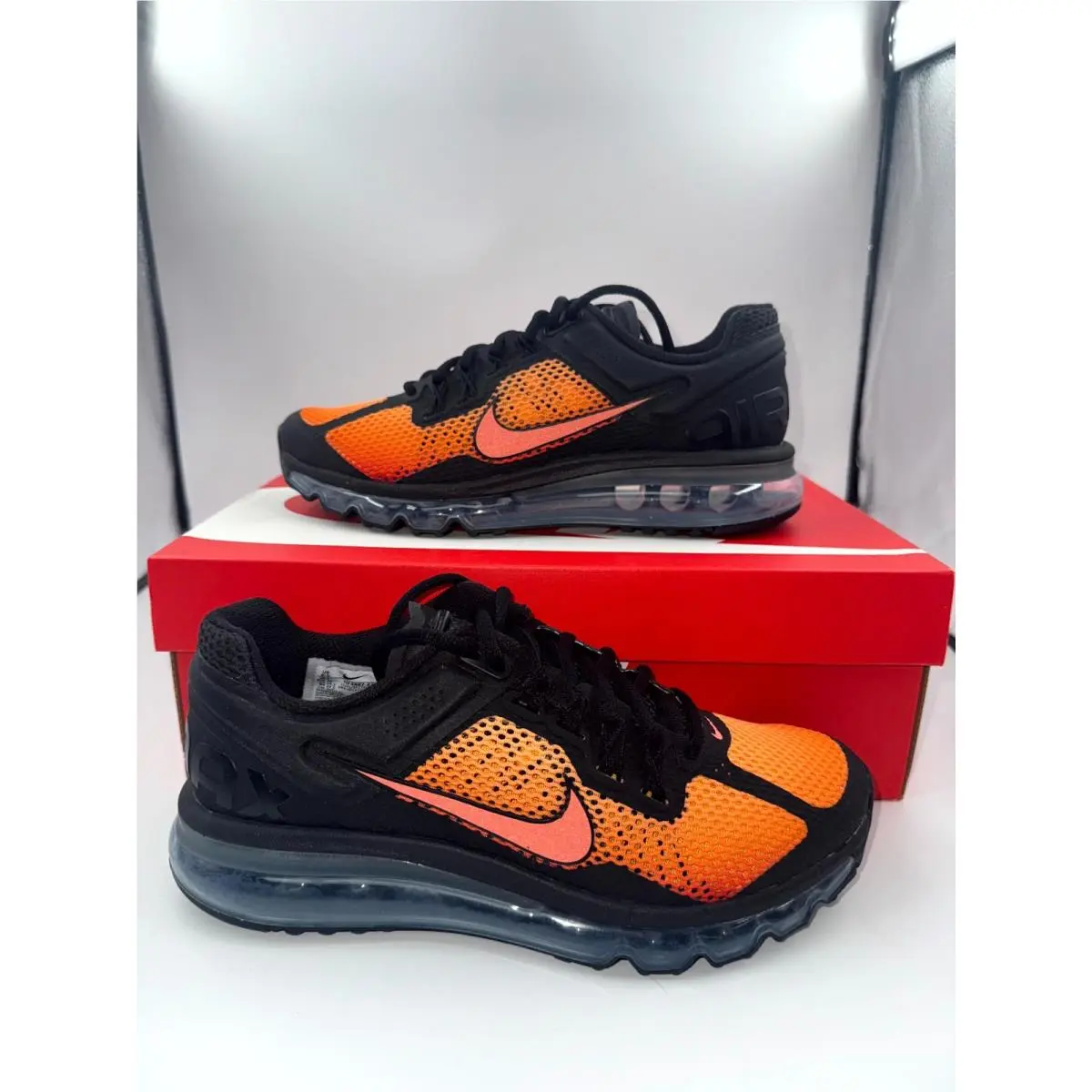 Nike Air Max 2013 Mens 6.5 Sneakers Sunset Black Mesh Running Shoes HF4887-873