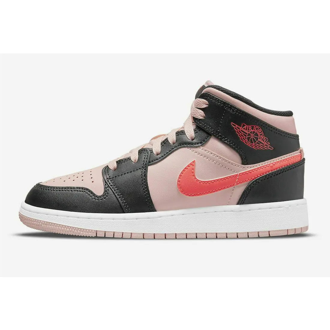 Nike Air Jordan 1 Mid GS Size 5 Black Pink Crimson 554725 604