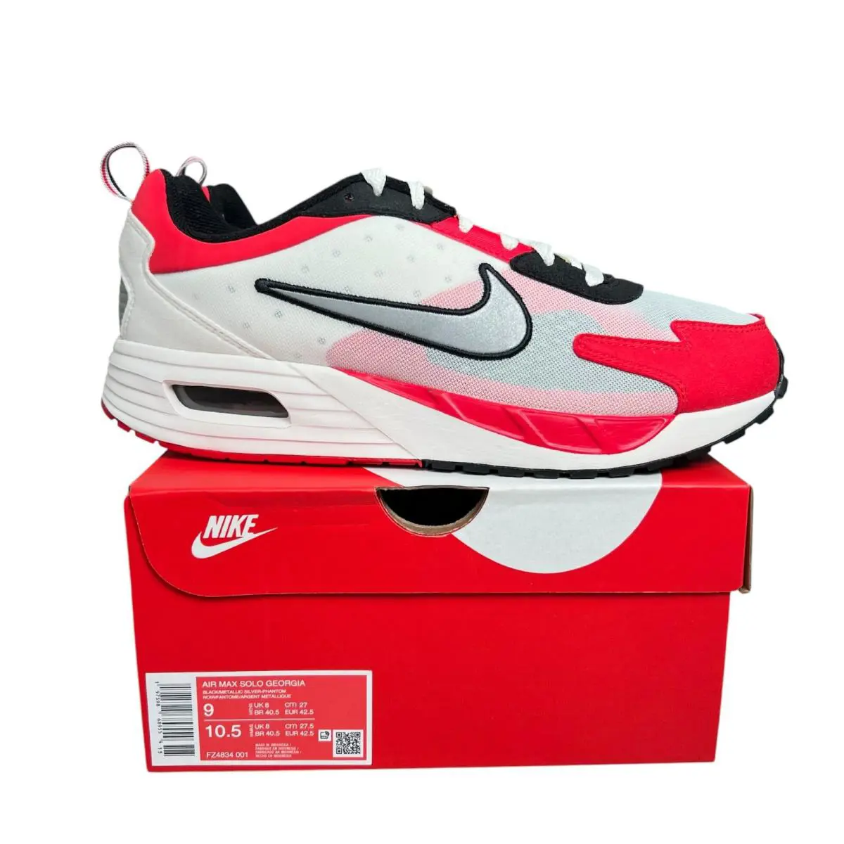 Nike Air Max Solo Size 9 Men`s Athletic Shoes Ncaa Pack - Georgia FZ4834-001 - White/Red
