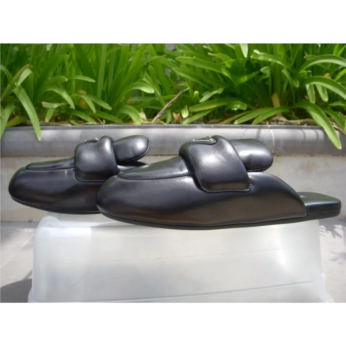Prada Soft Padded Nappa Leather Mules Black Women`s Size EU38 US7.5 -8M