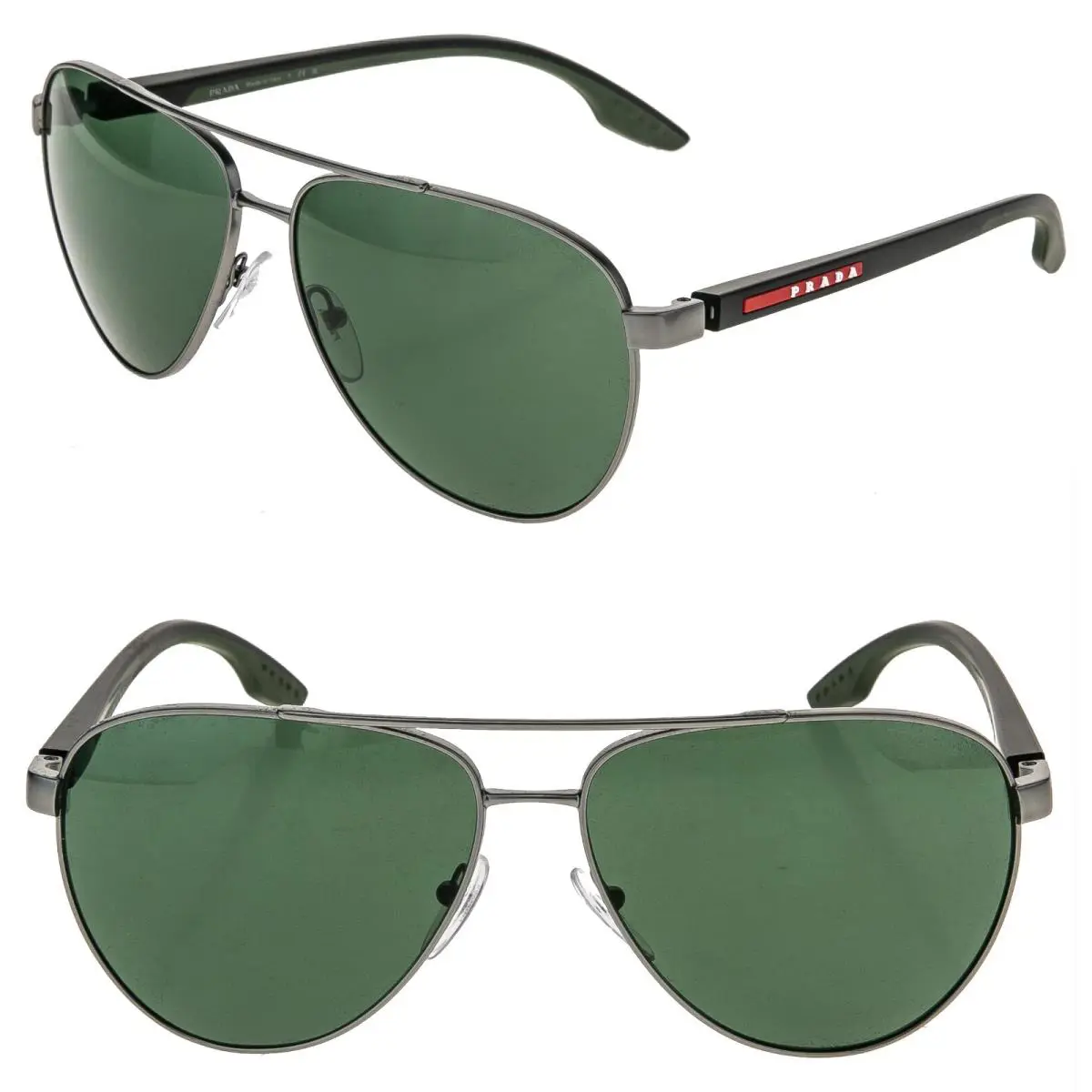 Prada 52Y Tuning Linea Rossa Sport Active Sunglasses Black Green Aviator PS52YS