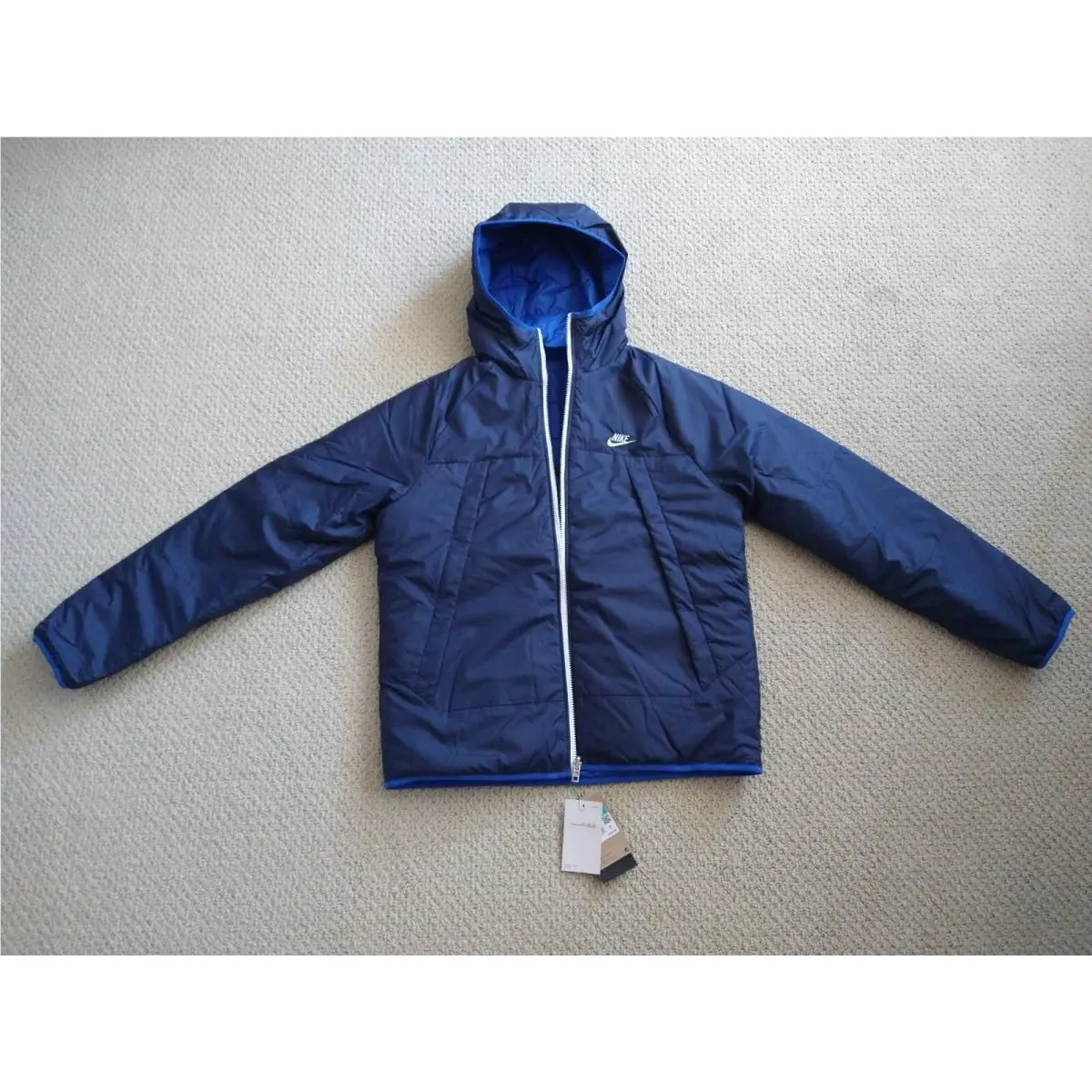 Nike Therma-fit Legacy Mens Reversible Hooded Jacket Size Medium DH2783-451 Blue