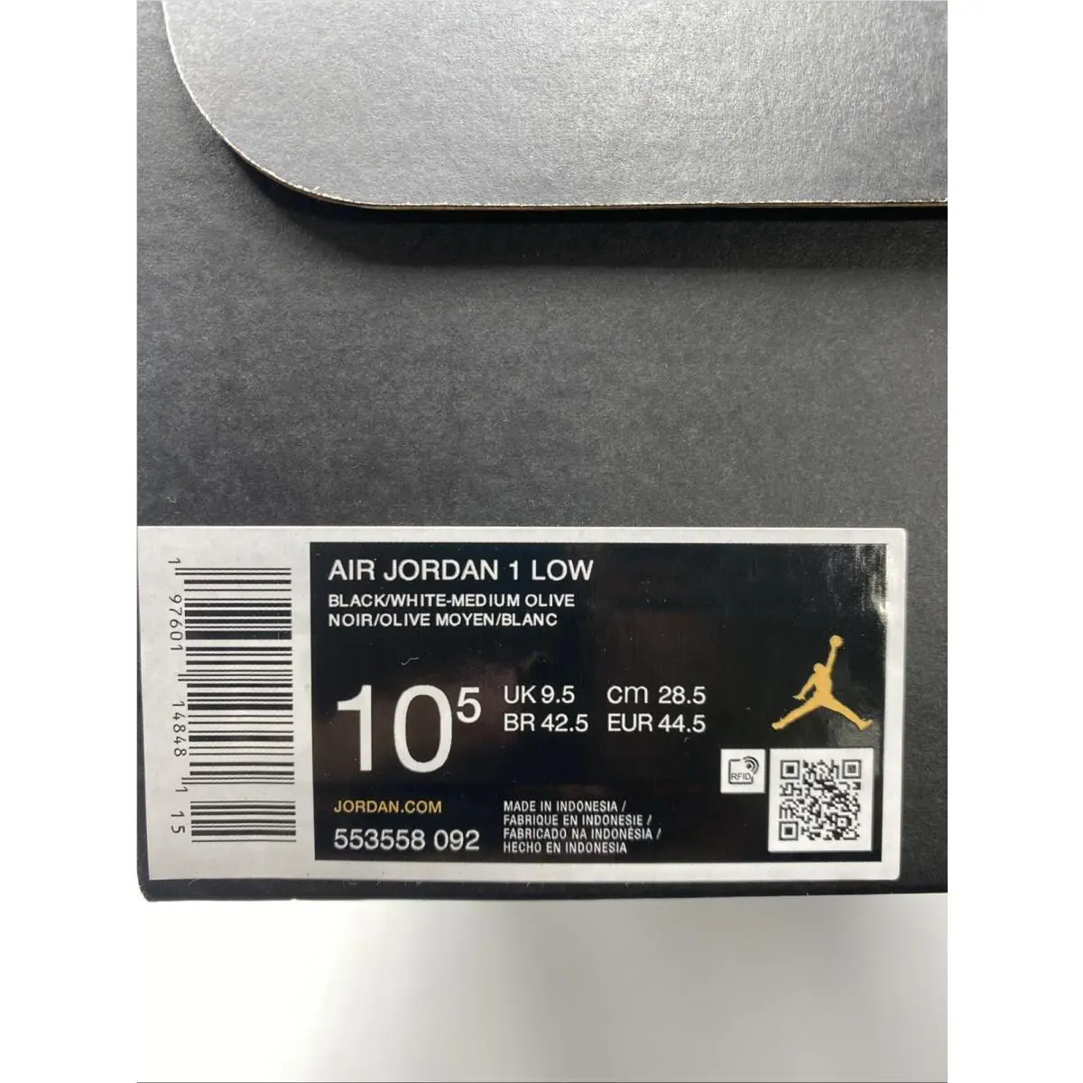 Nike shoes - Nike Air Jordan 1 - Air - 553558 092 - Black/White-Medium Olive (UPC: 197601148481) 6