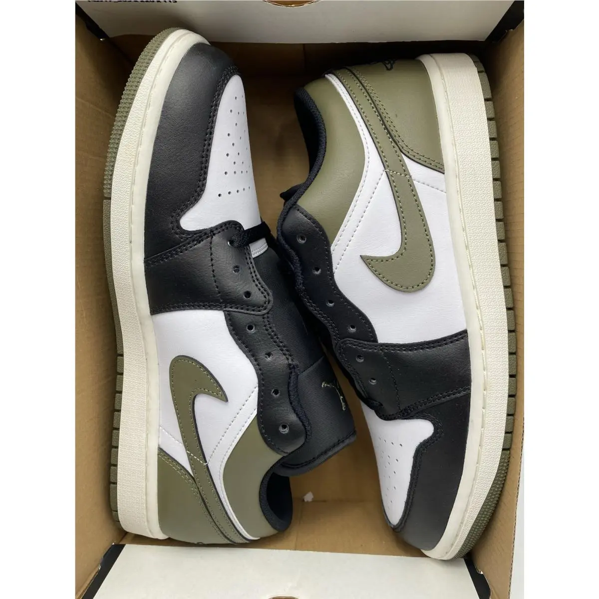 Nike shoes - Nike Air Jordan 1 - Air - 553558 092 - Black/White-Medium Olive (UPC: 197601148481) 5