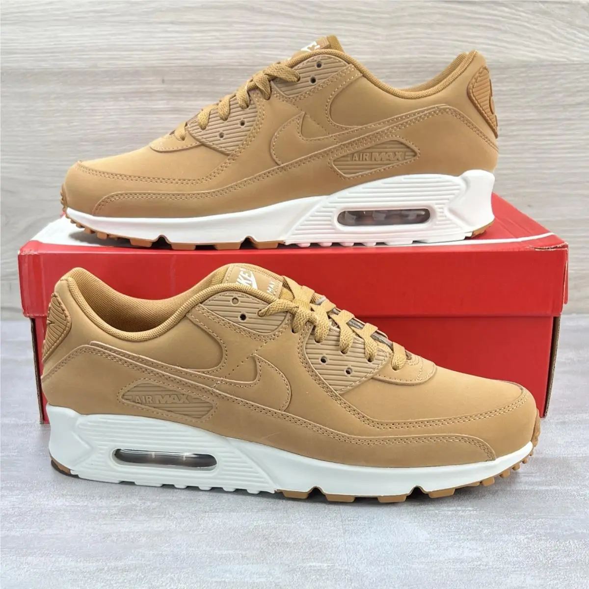 Nike Air Max 90 Premium Wheat Brown Shoes Men`s Size 11.5 HJ3153-200