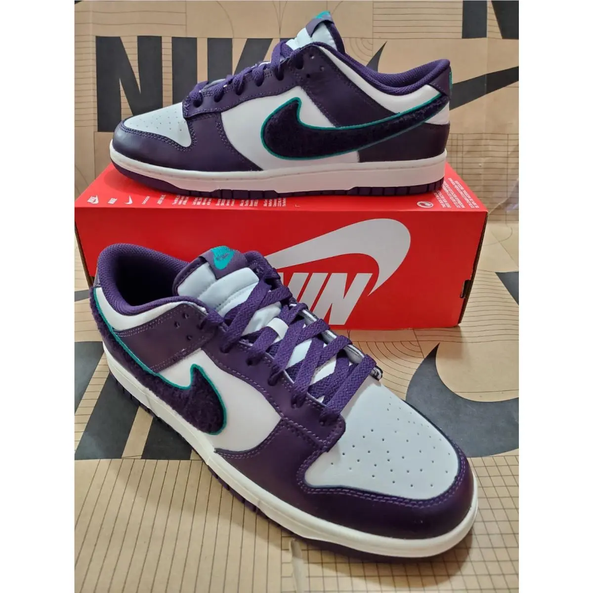 Nike Men`s Dunk Low `chenille Swoosh - Grand Purple DQ7683-100 Men`s Size 10.5