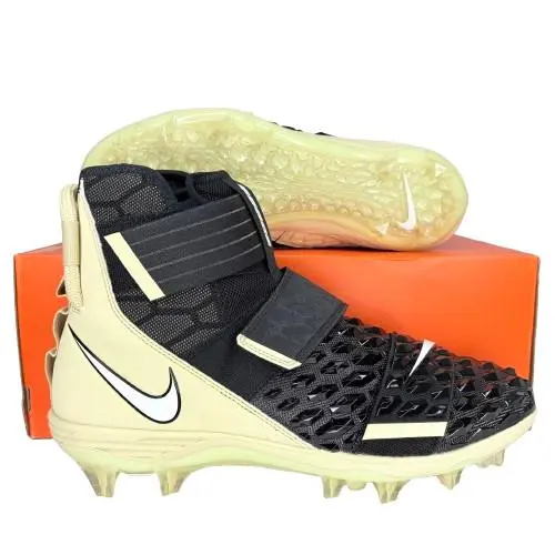 Nike Force Savage Elite 2 Black Gold Football Cleats Men`s 16 BV3962-011 NO Lid