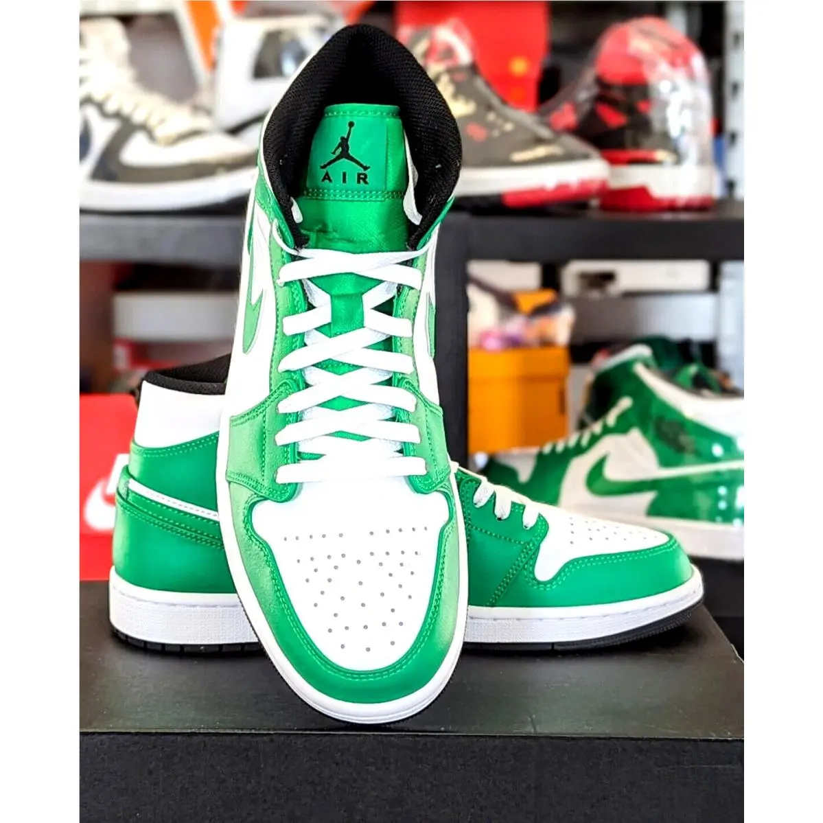 Air Jordan 1 Mid Shoes Lucky Green White Black DQ8426-301 Men`s Sz. 11