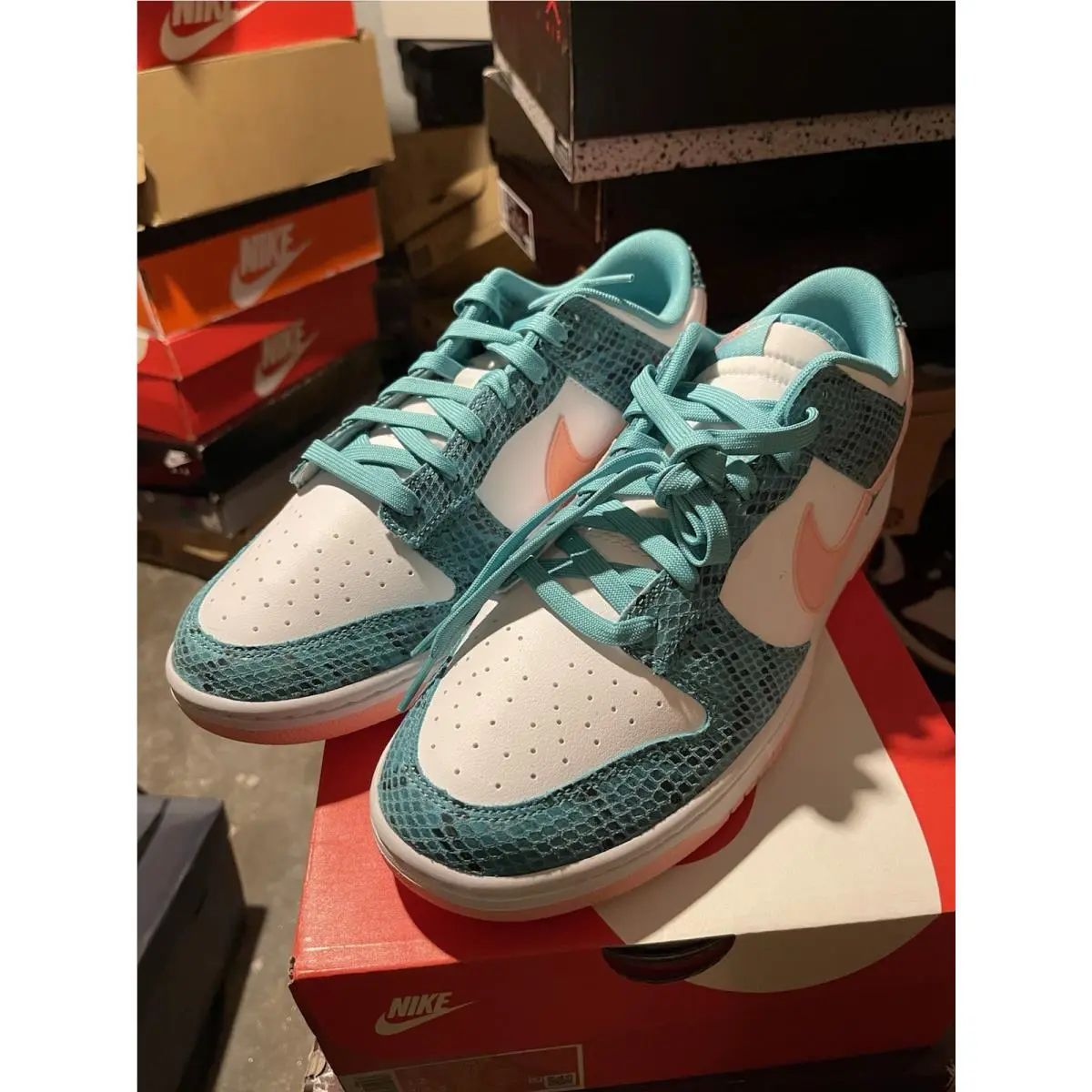 Size 12 -  Dunk Low Washed Teal Snakesk by Nike