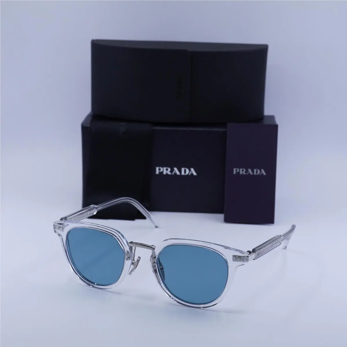 Prada Women Sunglasses Black Green Polarized Oval PR17YS 1AB03R