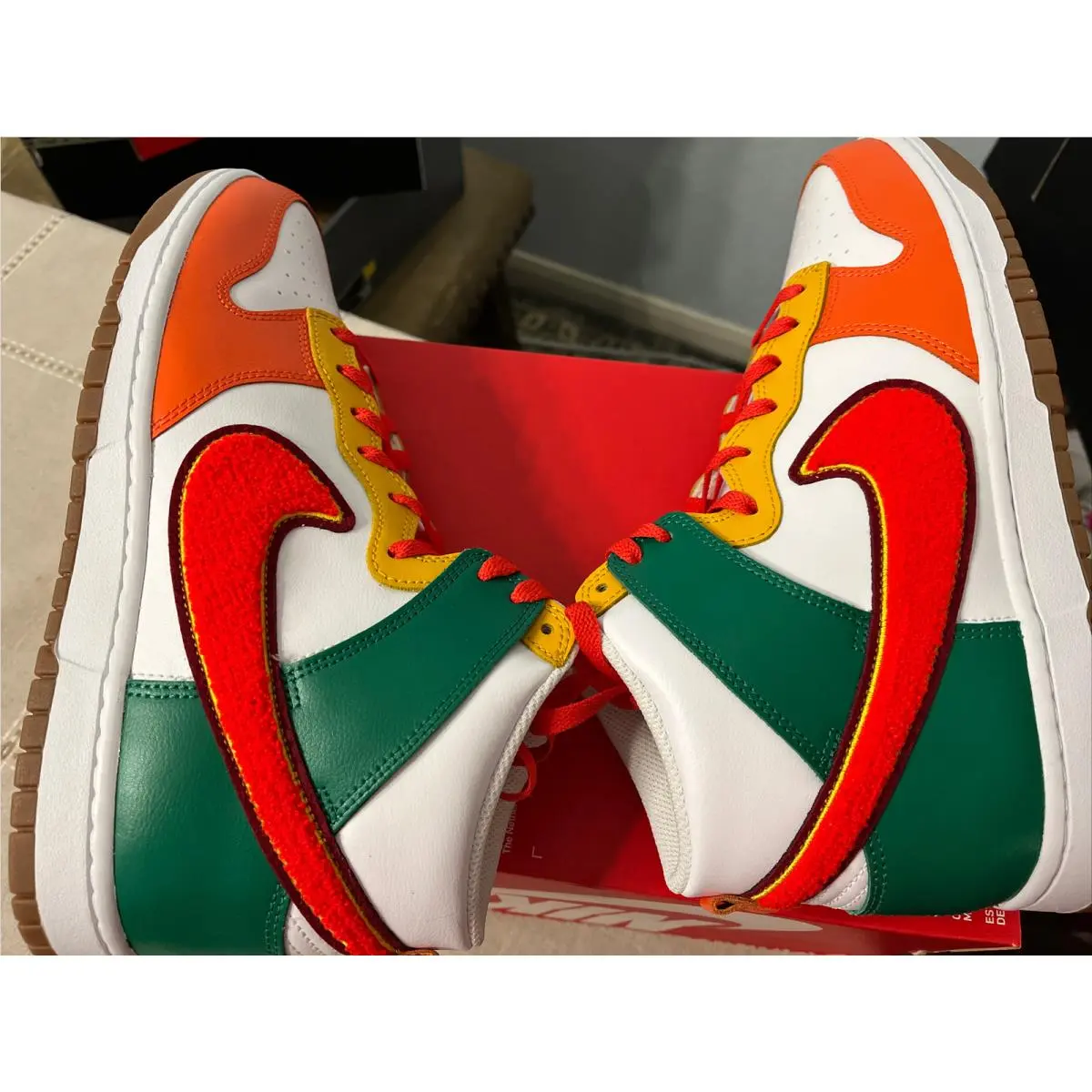 Nike shoes - Nike Dunk HI Retro - Dunk Retro - DR8805 100 - White Habanero Red Team Red 8