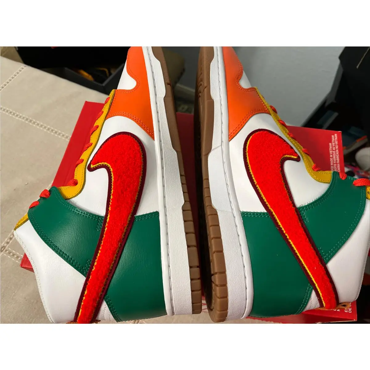 Nike shoes - Nike Dunk HI Retro - Dunk Retro - DR8805 100 - White Habanero Red Team Red 9