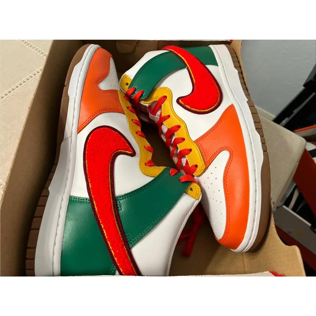 Nike shoes - Nike Dunk HI Retro - Dunk Retro - DR8805 100 - White Habanero Red Team Red 11