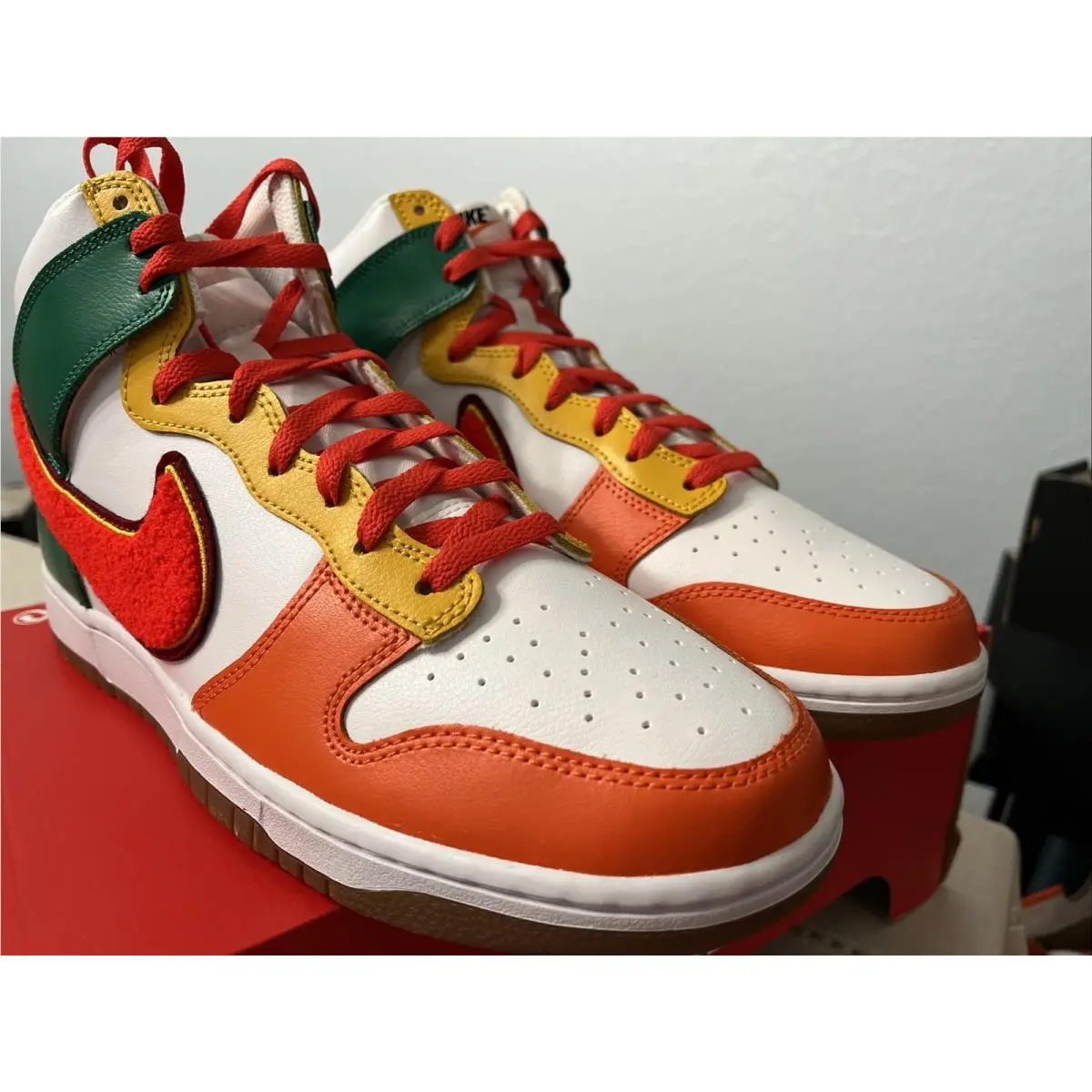 Nike shoes - Nike Dunk HI Retro - Dunk Retro - DR8805 100 - White Habanero Red Team Red 4