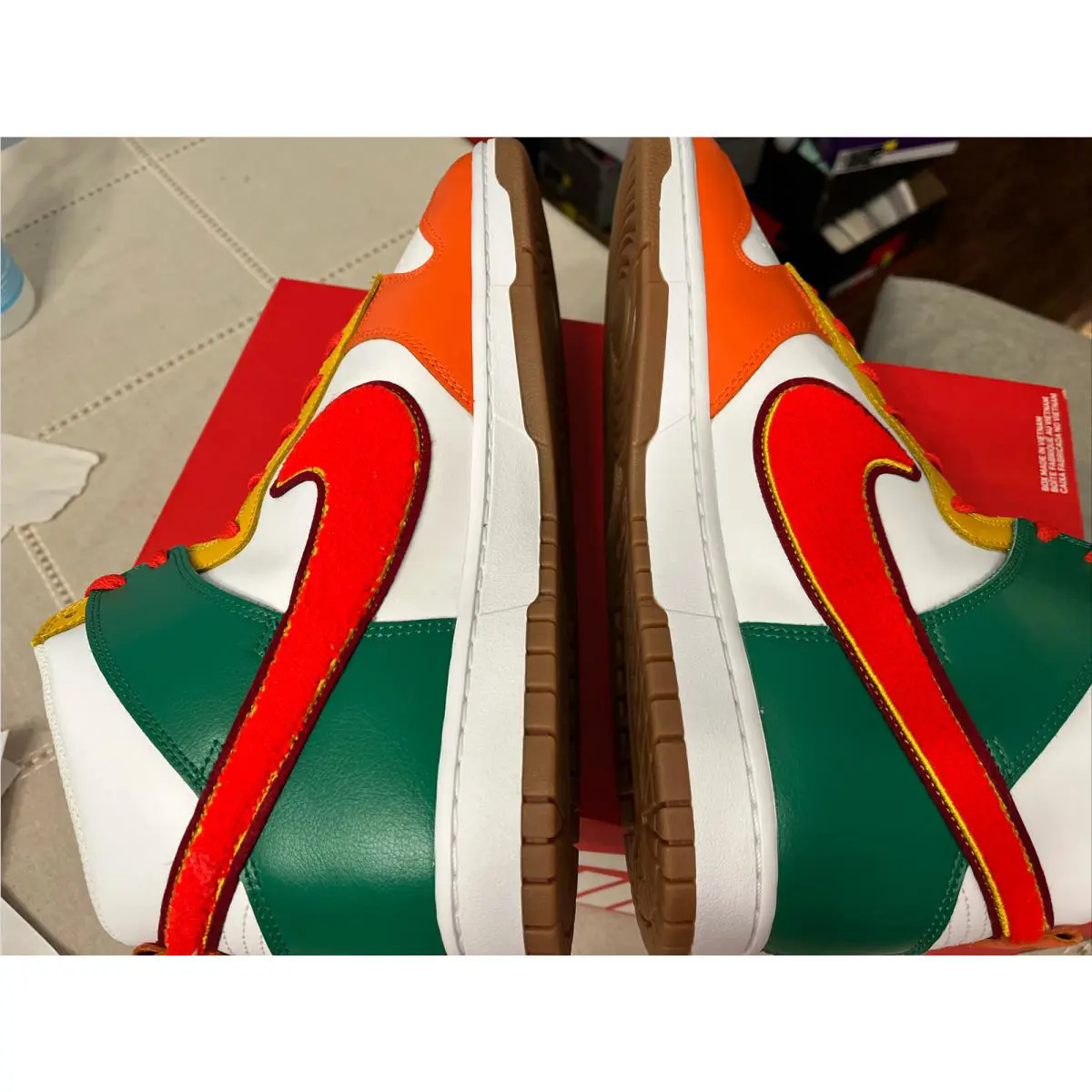 Nike shoes - Nike Dunk HI Retro - Dunk Retro - DR8805 100 - White Habanero Red Team Red 9