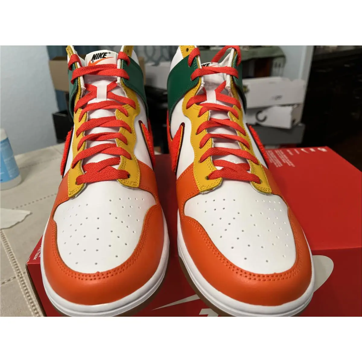Nike shoes - Nike Dunk HI Retro - Dunk Retro - DR8805 100 - White Habanero Red Team Red 3