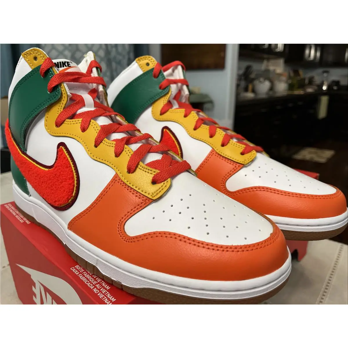 Nike shoes - Nike Dunk HI Retro - Dunk Retro - DR8805 100 - White Habanero Red Team Red 4