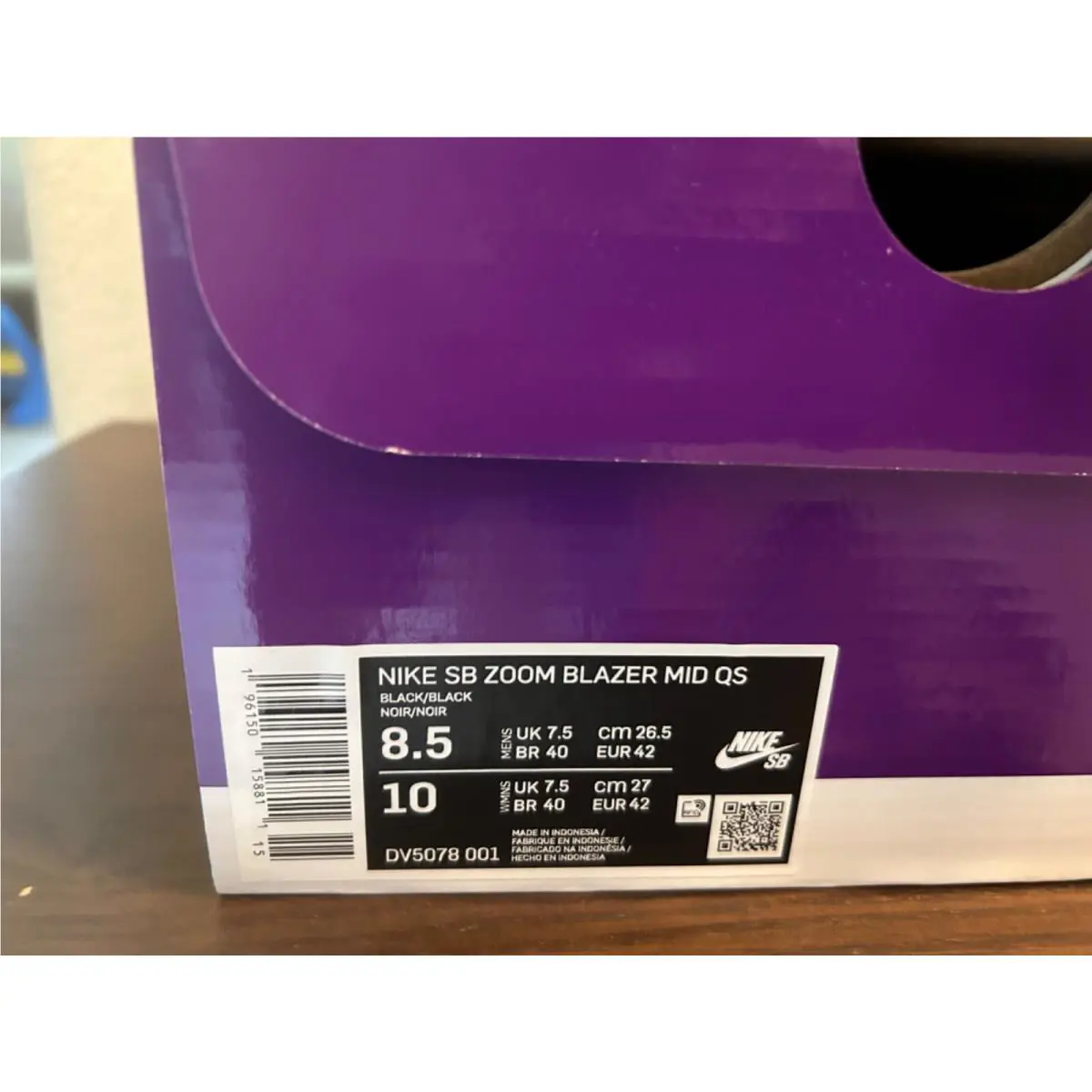 Nike shoes - Nike SB Zoom Blazer Mid - DV5078-001 - Black, Manufacturer: Black/Black (UPC: 196150158804) 4