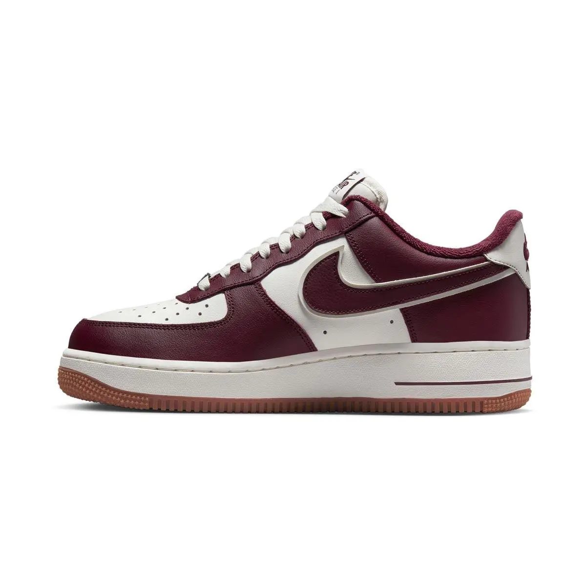 Mens Nike Air Force 1 07 LV8_SAIL/NIGHT Maroon-gum Med Brown DQ7659-102-SIZE 8.5 - SAIL/NIGHT MAROON-GUM MED BROWN