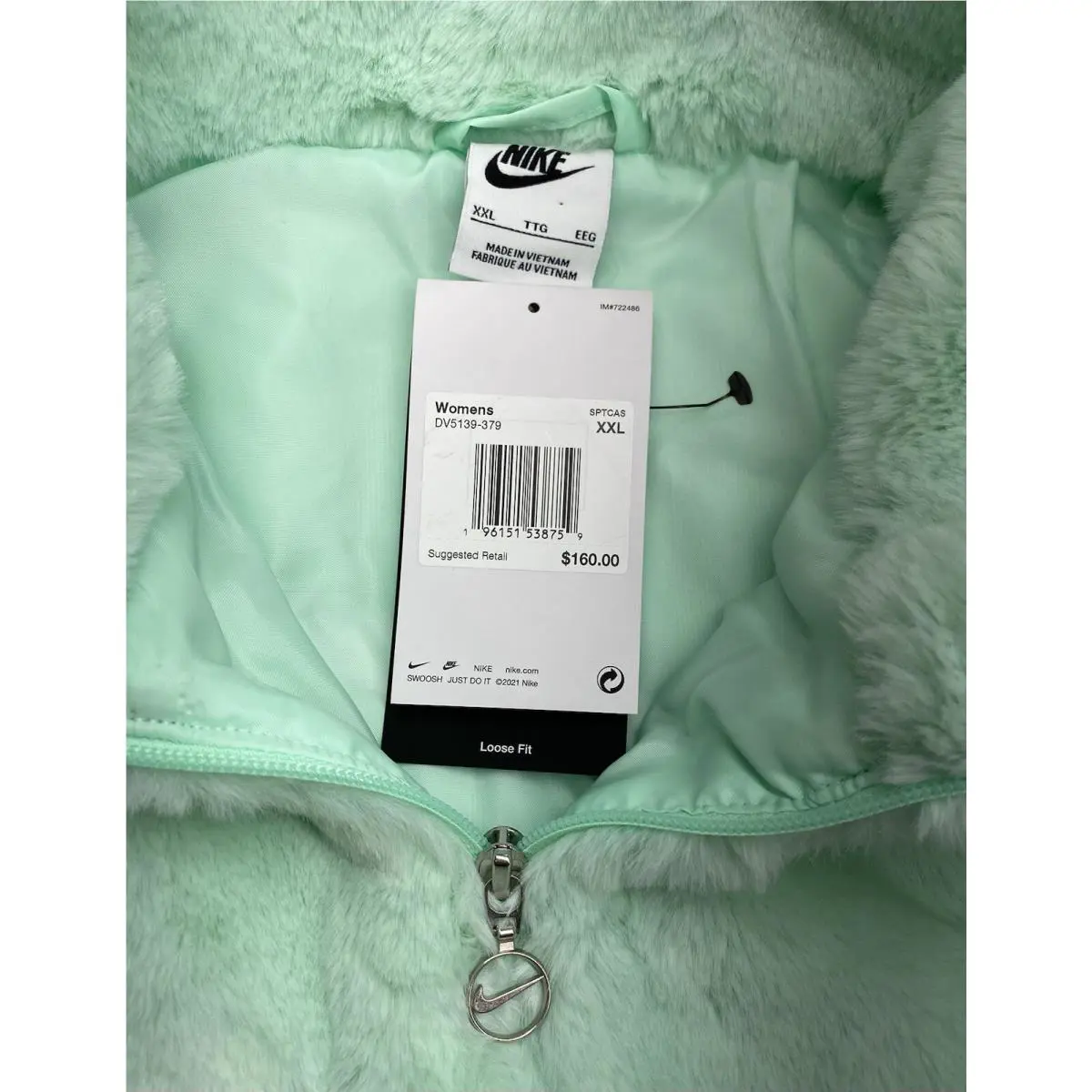 Nike clothing - Nike Icon Clash Faux Fur Jacket - DV5139-379 - Green 1