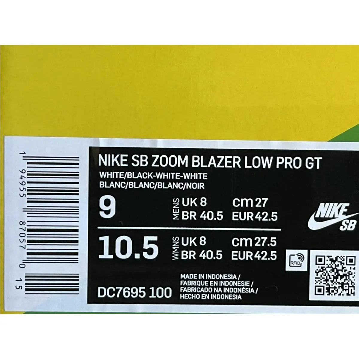 Nike shoes - SB ZOOM BLAZER - ZOOM BLAZER - DC7695-100 - White (UPC: 0194955870570) 6