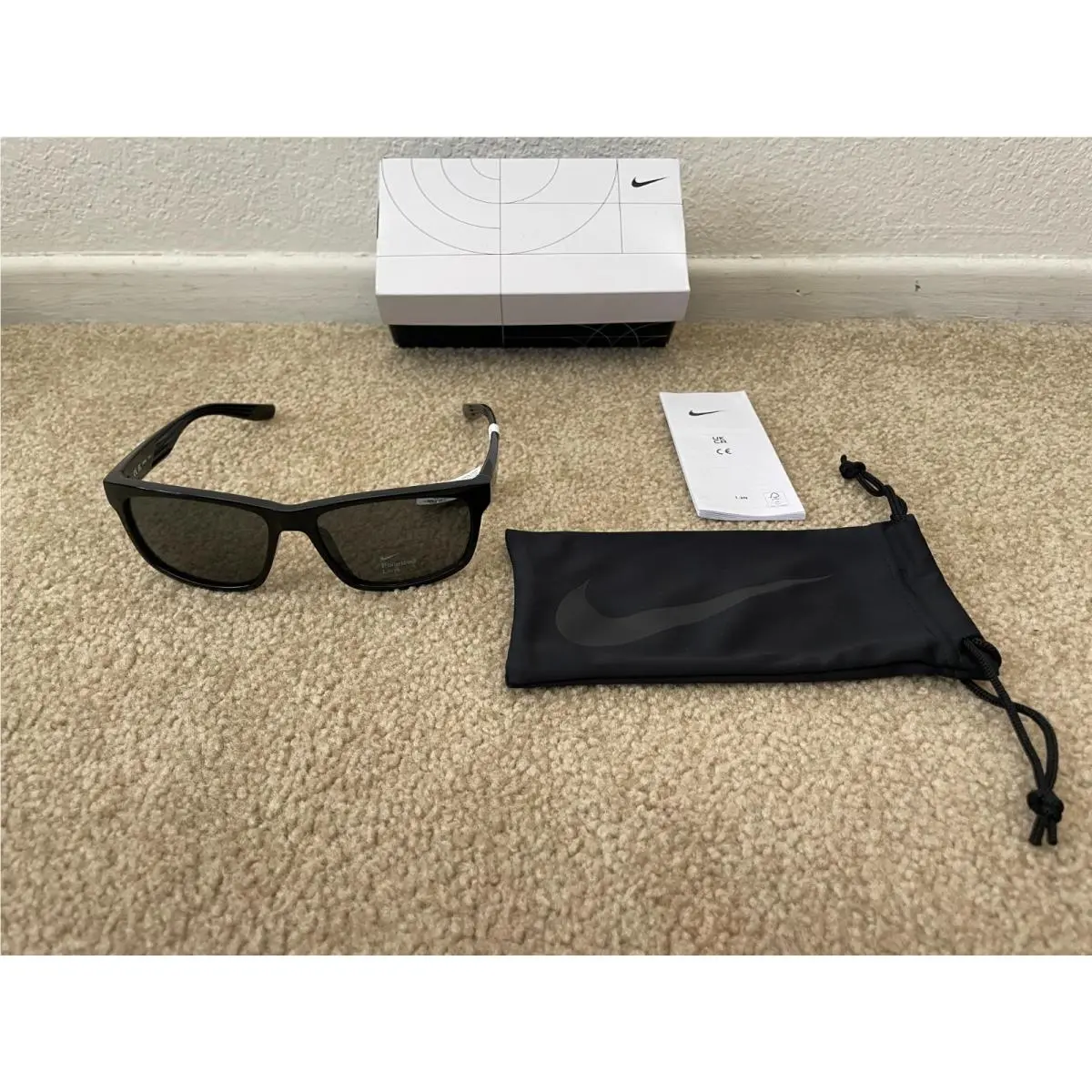 Women Nike FQ 4678 010 Cruiser Polarized Shiny Black Square Frame Sunglasses