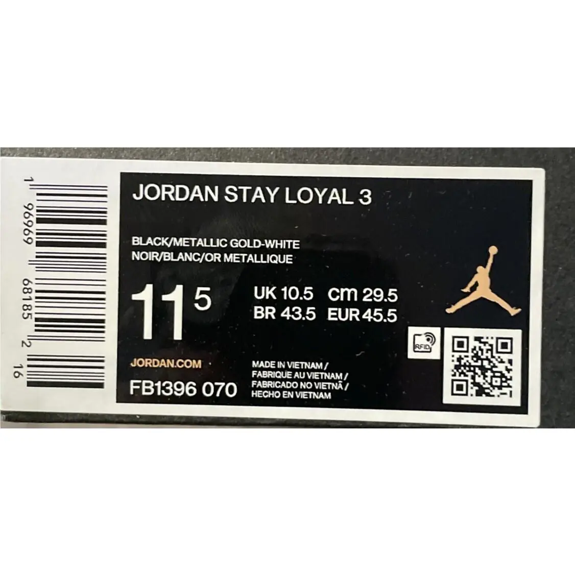 Nike shoes - Nike Air Jordan Stay Loyal 3 - FB1396-070 - Black White Gold (UPC: 196969681852) 7