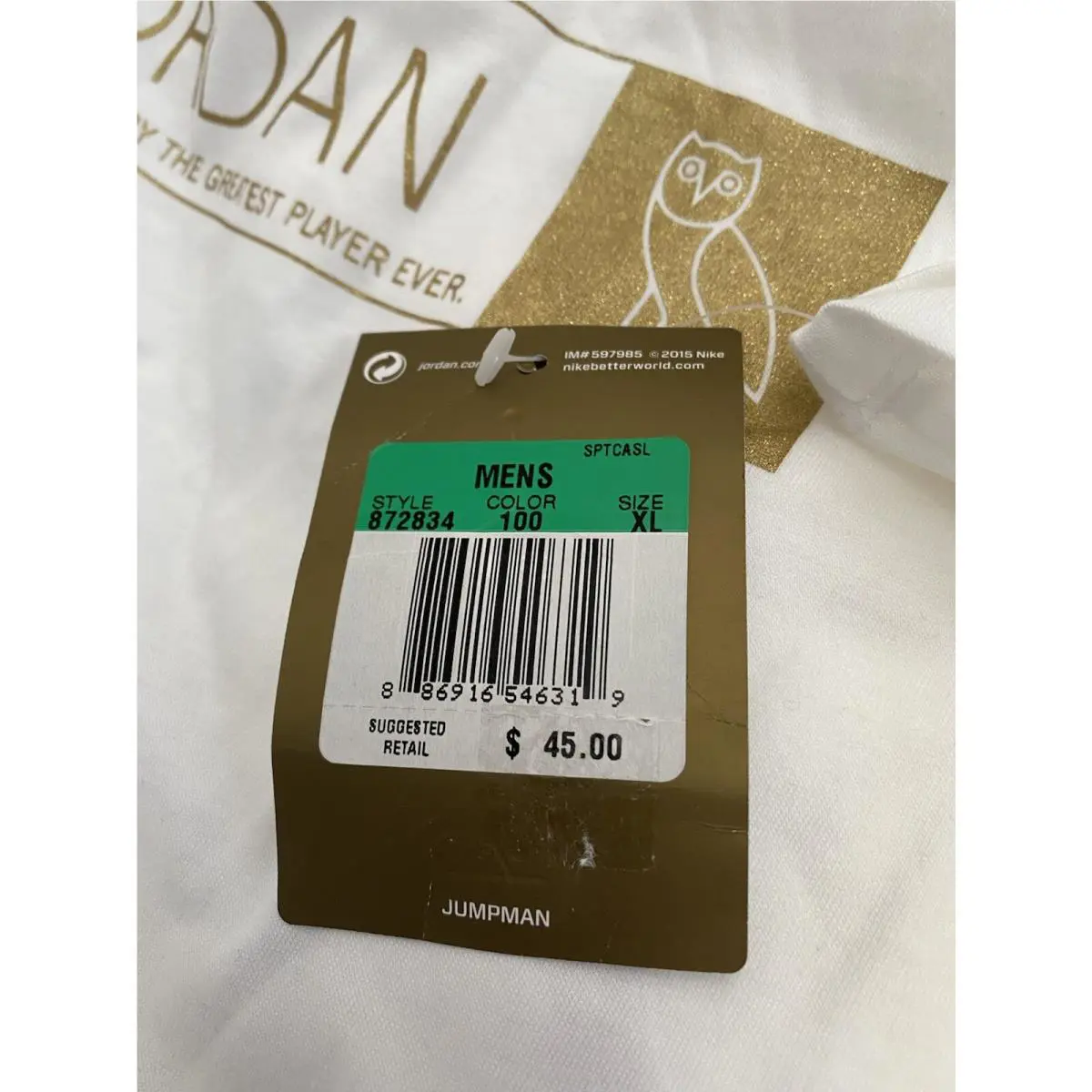 Nike clothing - NIKE AIR JORDAN 1 10 OVO - 872834-100 - White/Gold (UPC: 0886916546289) 8