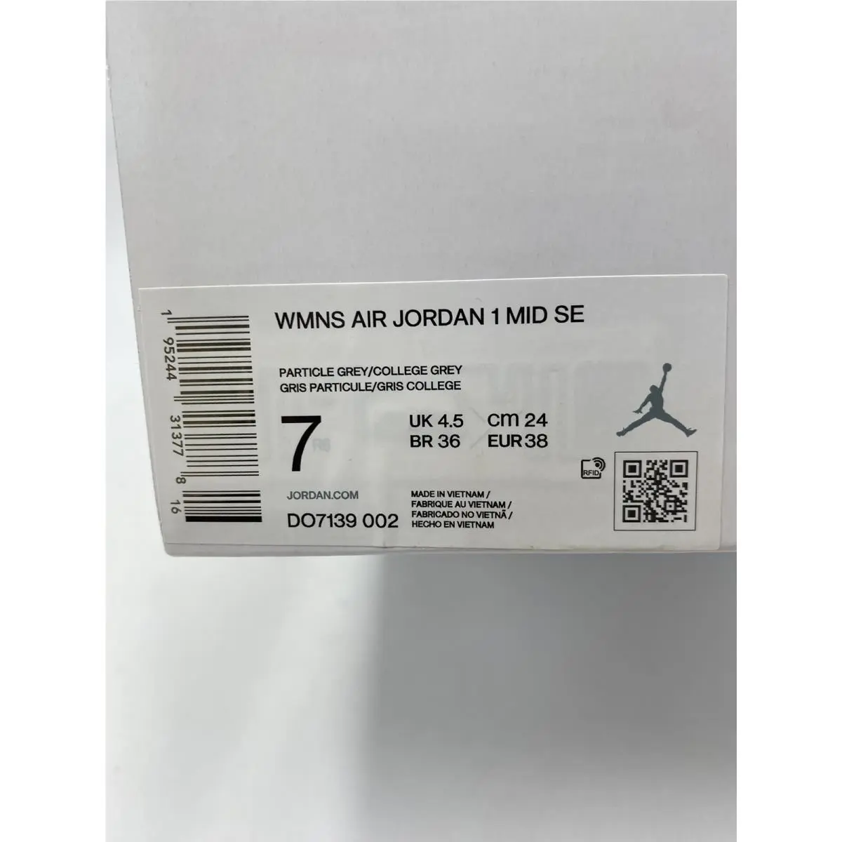 Nike shoes - Nike Air Jordan 1 - Air - DO7139 002 - Particle Grey/College Grey (UPC: 195244313778) 6