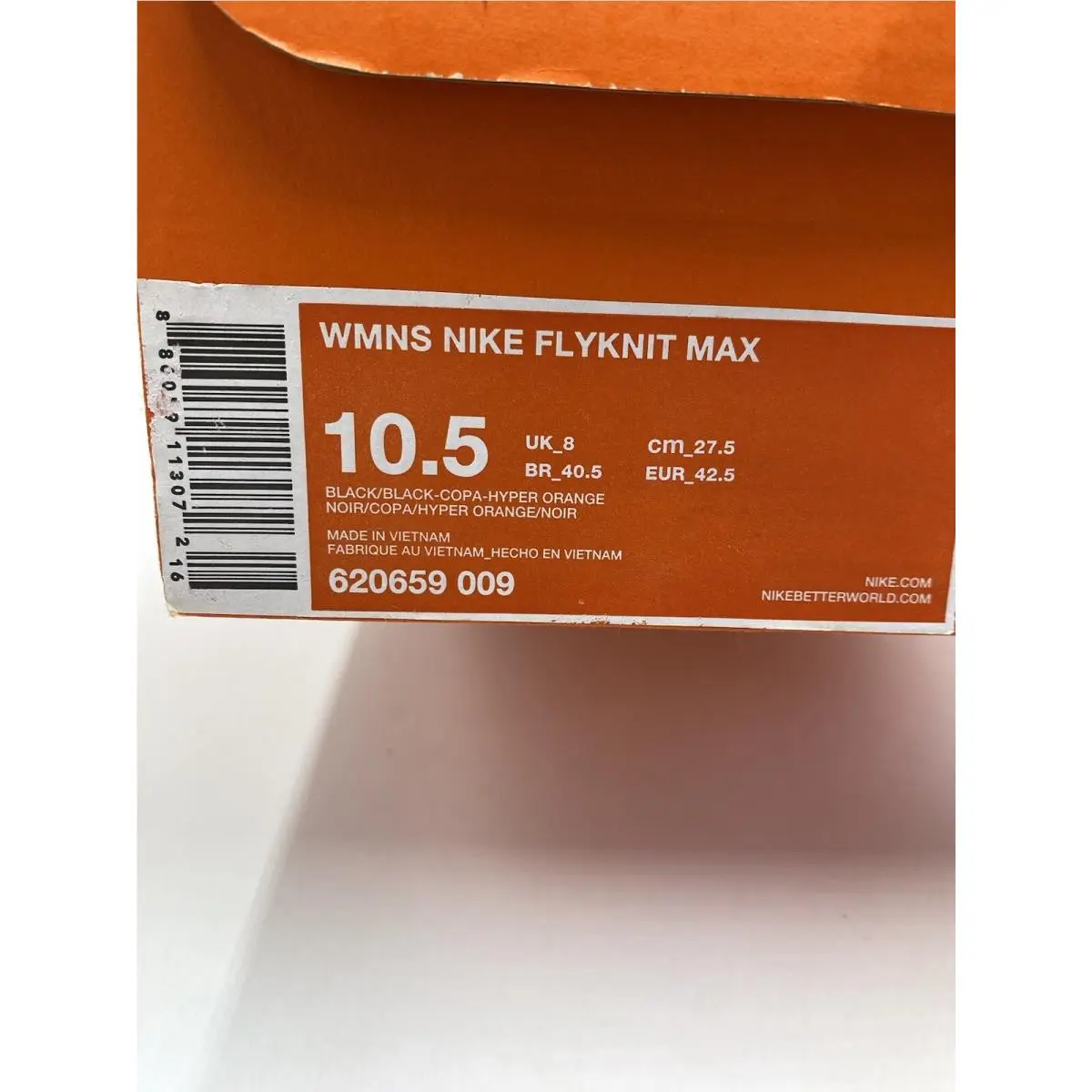 Nike shoes - Nike Flyknit Max - Flyknit Max - 620659 009 - Black/Hyper Orange (UPC: 886059113072) 8