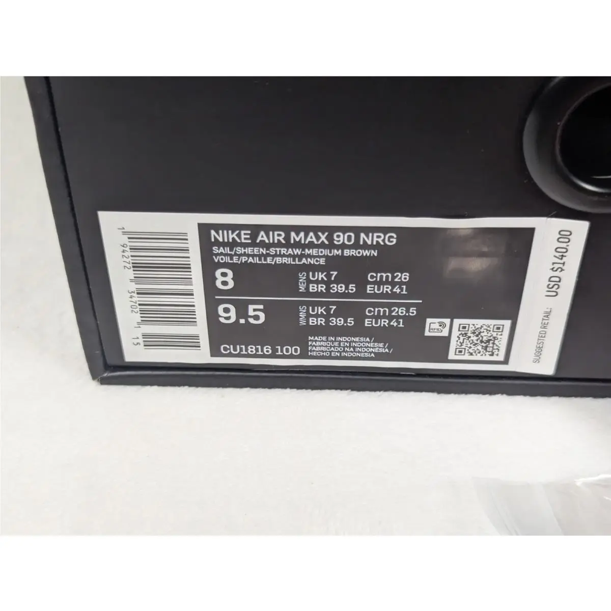 Nike shoes - Nike Air Max 90 - Air Max - CU1816-100 - Brown, Manufacturer: Sail/Sheen/Straw/Medium Brown (UPC: 0194272347021) 9