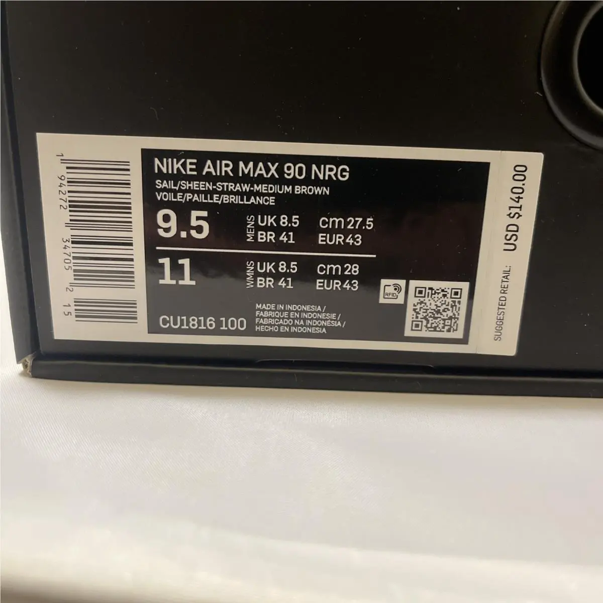 Nike shoes - Nike Air Max 90 - Air Max - CU1816-100 - Brown, Manufacturer: Sail/Sheen/Straw/Medium Brown (UPC: 0194272347021) 10