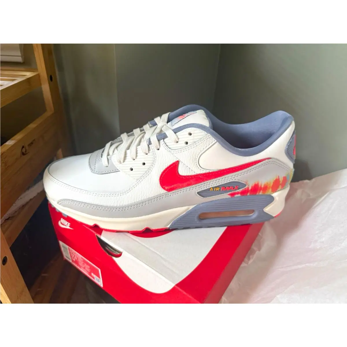 Air Max 90 Premium Sound Wave Low Top Leather Sneakers HJ9147-121 2024 by Nike