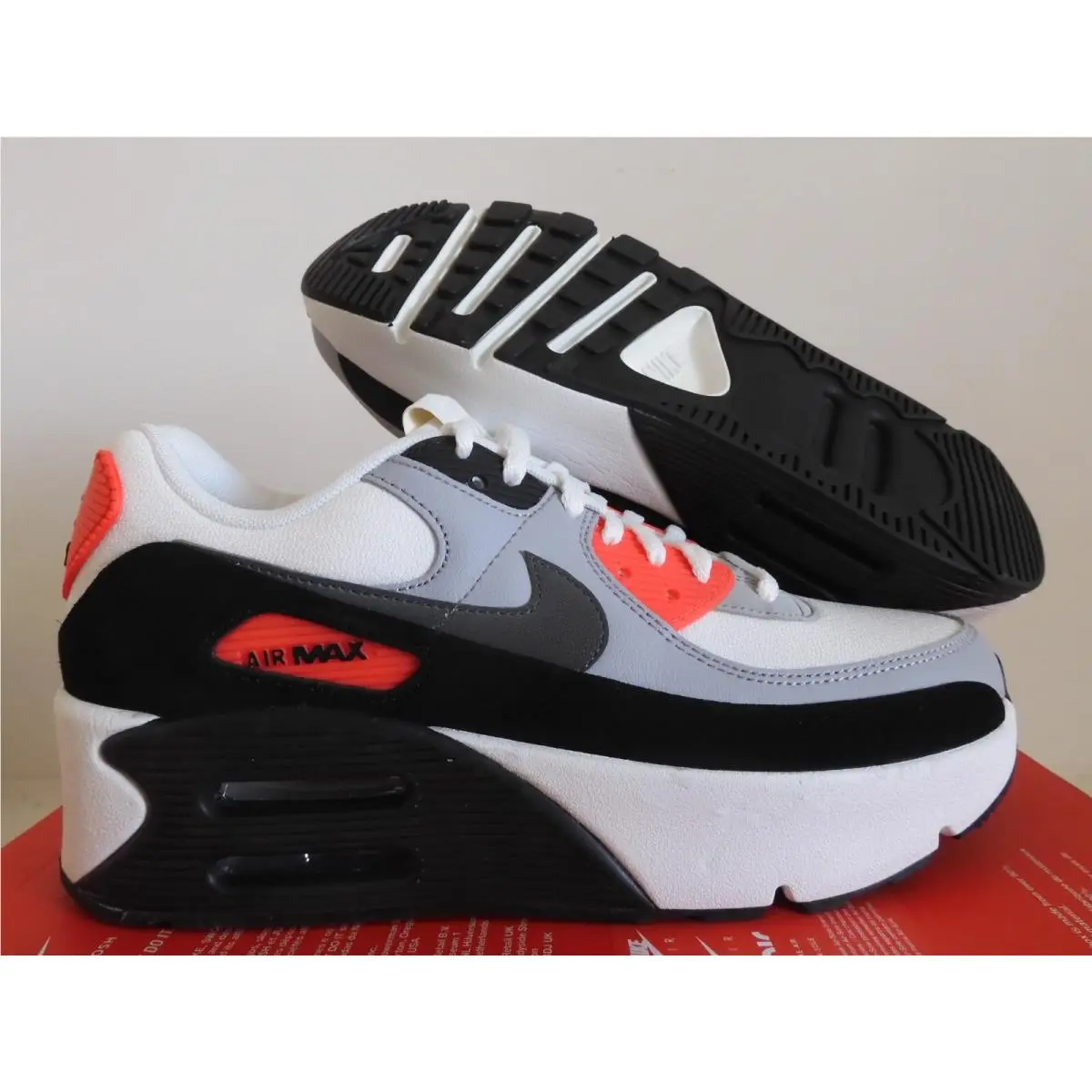 Wmns Nike Air Max 90 LV8 Black-white Double Stacked Infrared SZ 9 FD4328-101