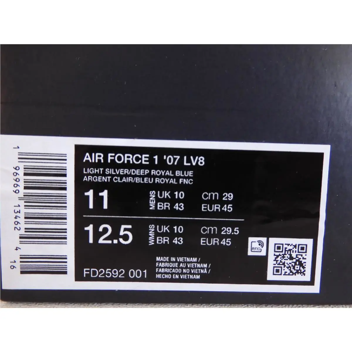 Nike shoes - Nike Air Force 1 - Air Force - FD2592-001 - Light Silver/Deep Royal Blue 3