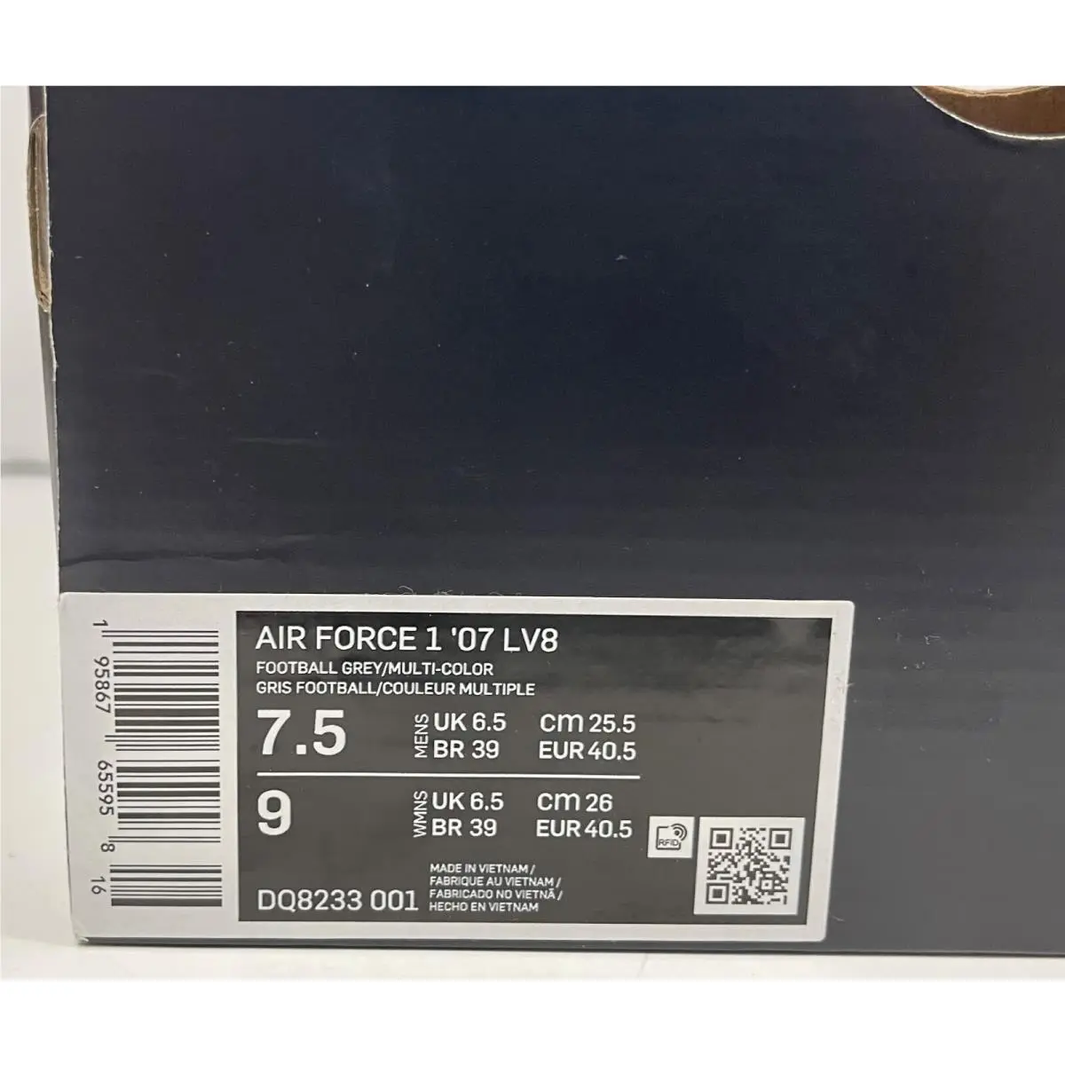 Nike shoes - AIR FORCE 1 07 LV8 - DQ8233-001 - FOOTBALL GREY (UPC: 195867655958) 9