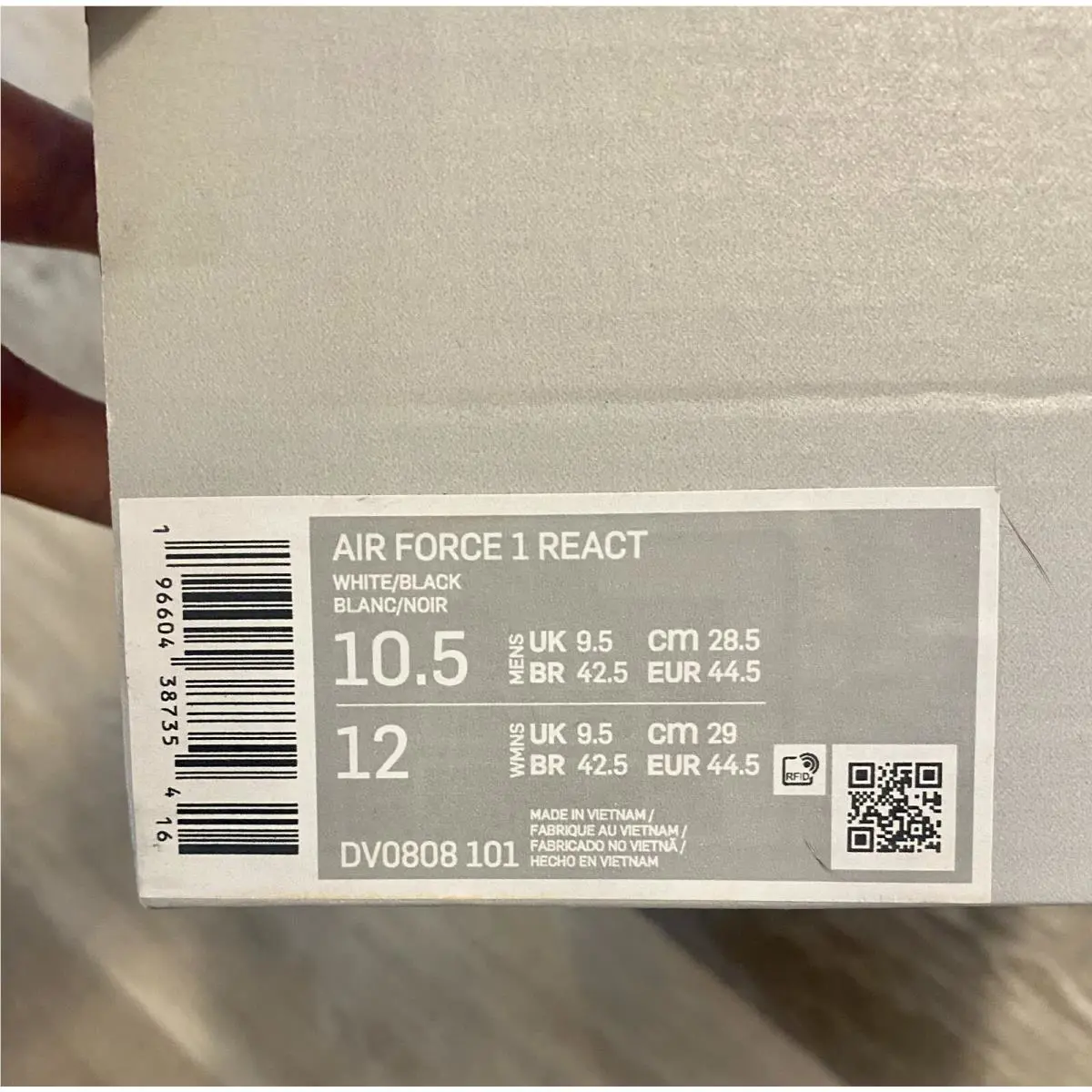 Nike shoes - Nike Air Force 1 React - DV0808-101 - White/Black (UPC: 196604387354) 10