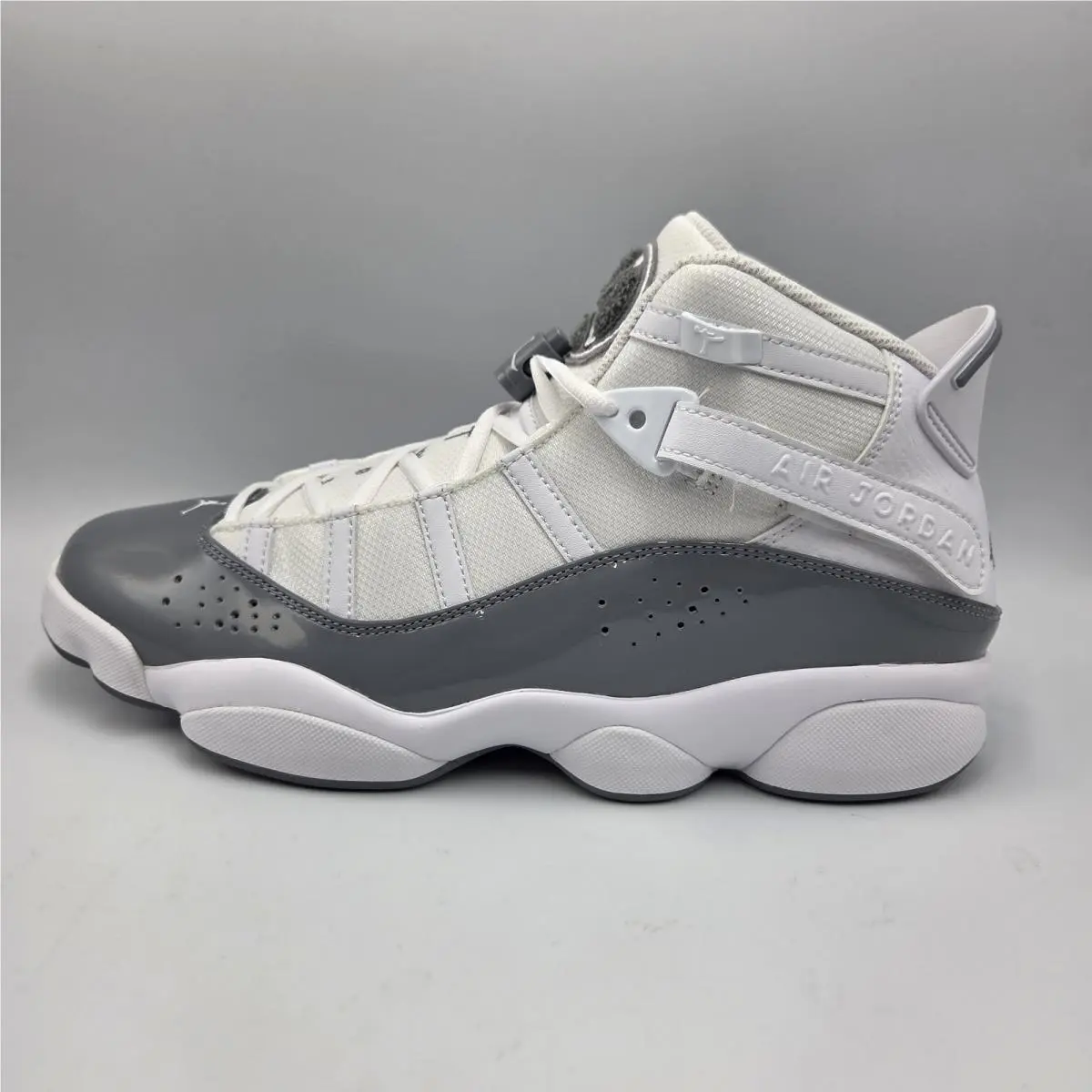 Nike Air Jordan 6 Rings Cool Grey White Patent Leather 322992-121 Sz 10.5M