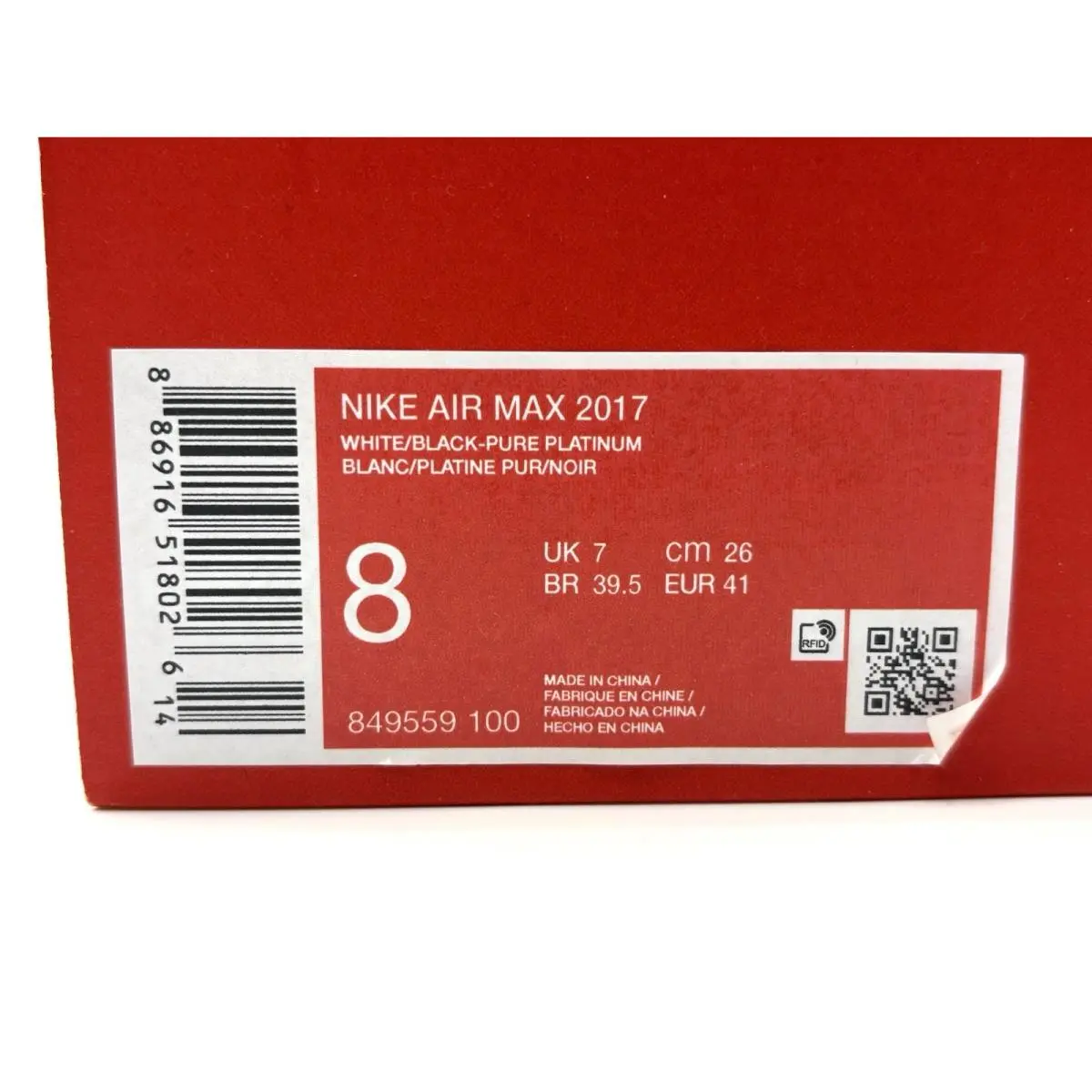 Nike shoes - Nike Air Max 2017 - Air Max - 849559-100 - White, Manufacturer: White/Black-Pure Platinum 10