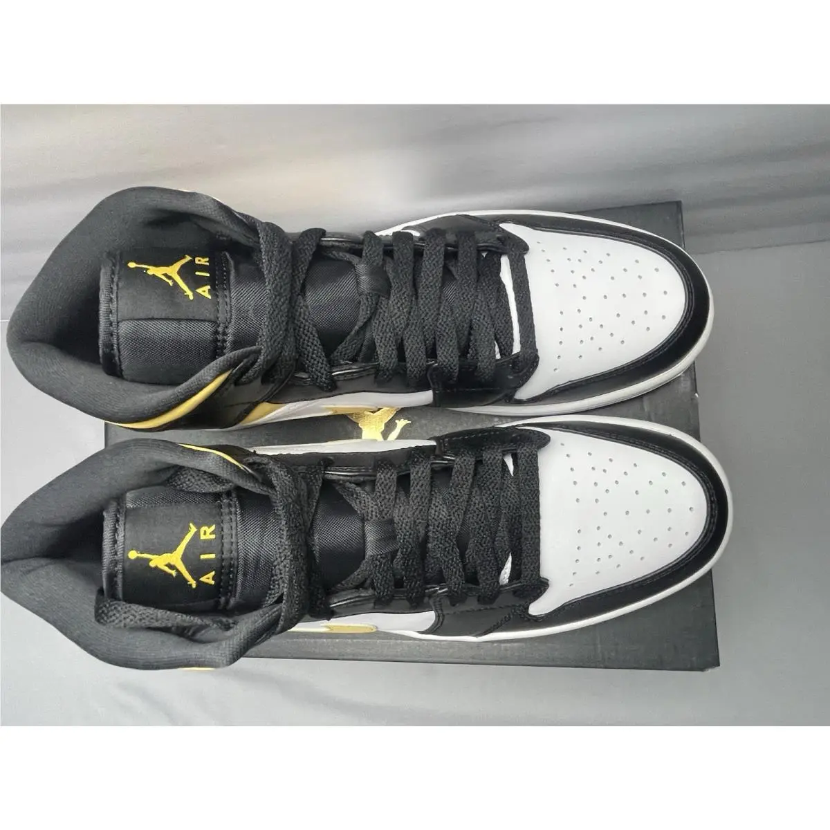 Nike shoes - Air Jordan 1 Mid - Air Mid - 554724-177 - Black White Pollen Gold 1