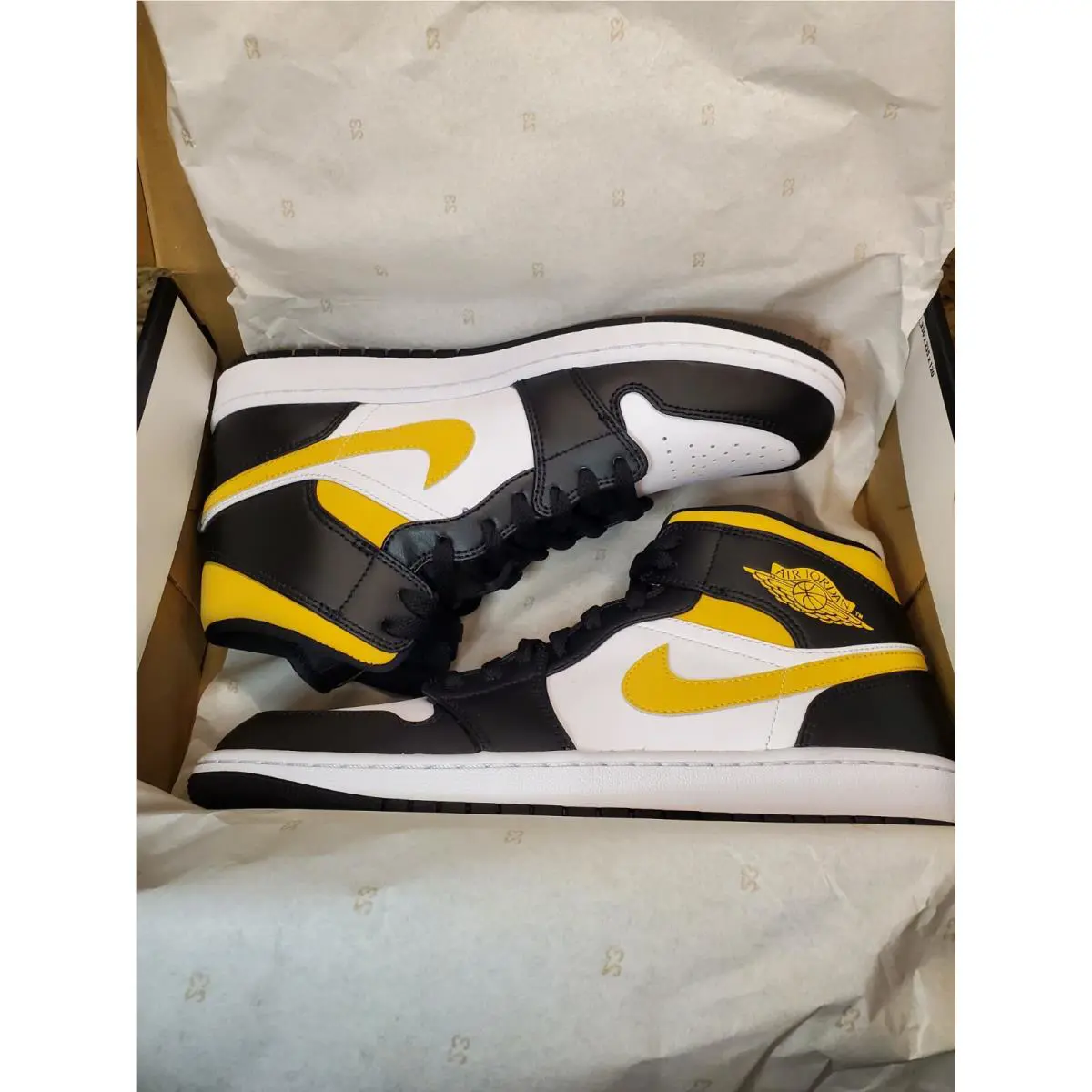 Nike shoes - Air Jordan 1 Mid - Air Mid - 554724-177 - Black White Pollen Gold 8