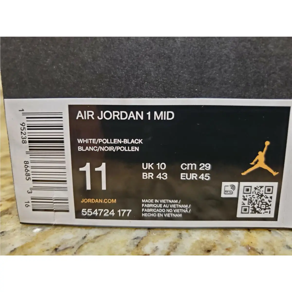 Nike shoes - Air Jordan 1 Mid - Air Mid - 554724-177 - Black White Pollen Gold 10