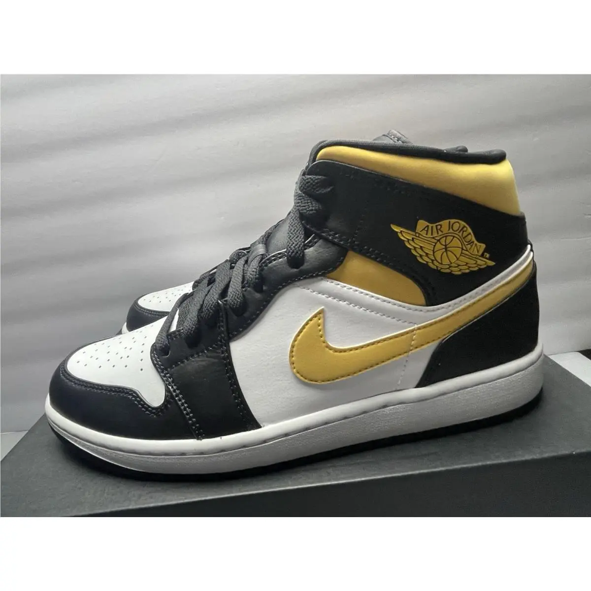 Nike shoes - Air Jordan 1 Mid - Air Mid - 554724-177 - Black White Pollen Gold 2