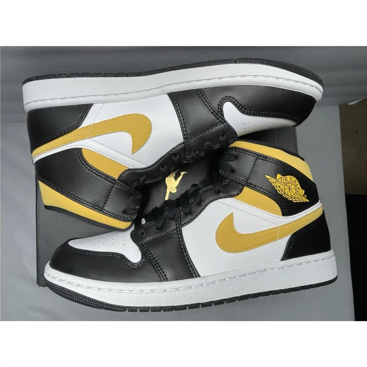 Nike shoes - Air Jordan 1 Mid - Air Mid - 554724-177 - Black White Pollen Gold 4